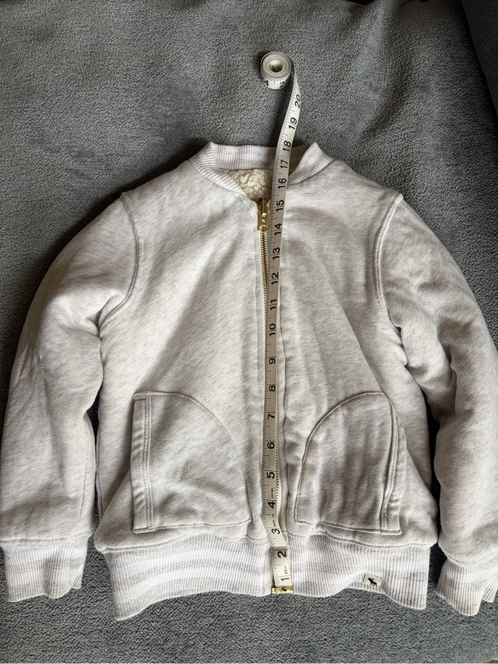 abercrombie kids reversible Light Gray Sherpa-Lined Bomber Jacket
